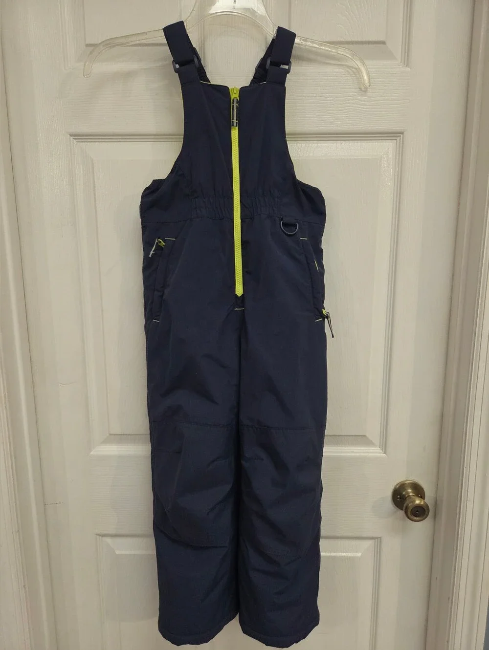 Kids Navy Snow Bib with Lime Zipper